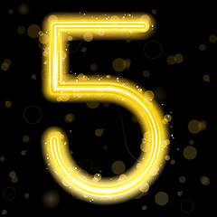 Image showing Number Golden Lights with Glitter and Sparkles