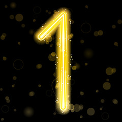 Image showing Number Golden Lights with Glitter and Sparkles