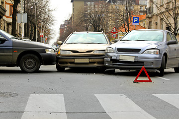 Image showing Three car crash