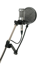 Image showing Studio microphone with pop filter