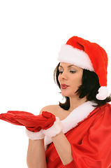 Image showing woman in hat santa