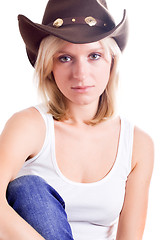 Image showing pretty western woman in hat 