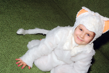 Image showing girl kitten costumed