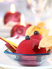 Image showing Red currant sorbet for Christmas