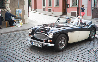 Image showing Vintage car in street of old Riga center