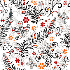 Image showing White seamless floral pattern