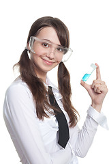 Image showing Happy teenager girl with test tube