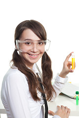 Image showing Happy teenager study chemistry