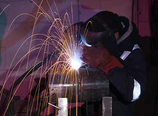 Image showing Steel tube MIG welding