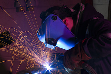 Image showing MIG welding close up