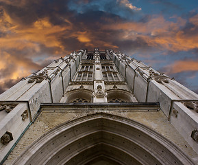 Image showing Gothic Architecture - Sint-Rombouts Cathedral Clock Tower, Mechelen, Belgium (Clipping Path included)