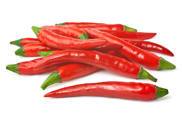 Image showing Spicy red chilies isolated on white background
