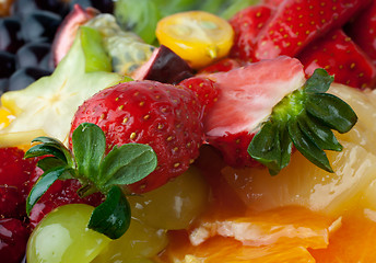 Image showing Fruit dessert with strawberry on top  (macro)