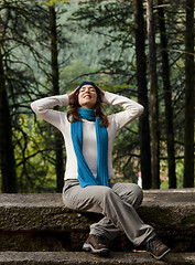 Image showing Happy young woman in nature