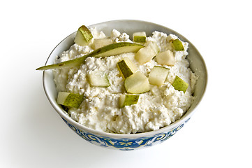 Image showing Cottage cheese with pear