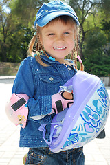 Image showing child with helmet in the park