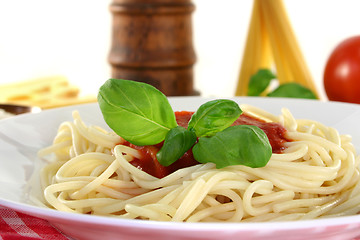 Image showing Spaghetti with tomato sauce