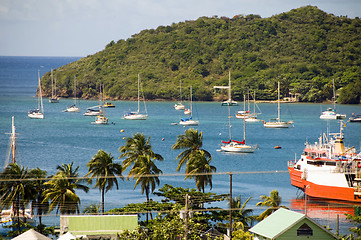 Image showing panoramic view Port Elizabeth harbor Bequia St. Vincent and the 