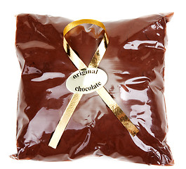 Image showing Chocolate powder in gift package and golden tape