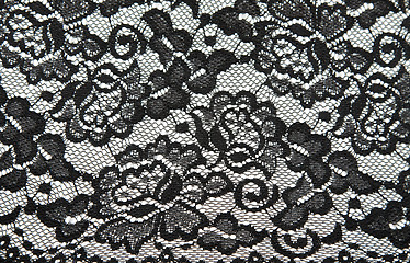 Image showing Background from black lace with pattern with form flower