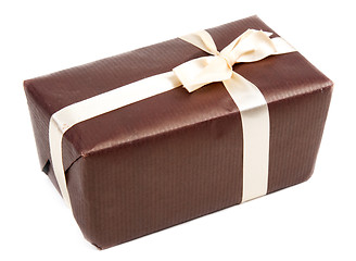 Image showing Gift brown box with bow