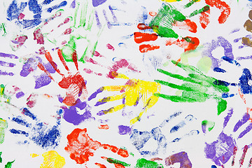 Image showing Varicoloured imprint of the hands