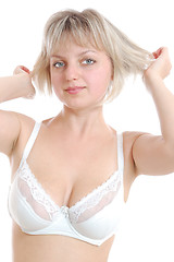 Image showing beautiful blond woman wearing a bra