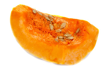 Image showing  Cut orange pumpkin with seed