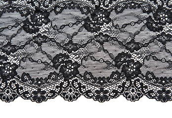 Image showing Black lace with pattern with form flower