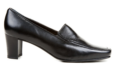 Image showing Black leather one loafer