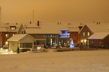 Image showing Christmas house in night blue light.