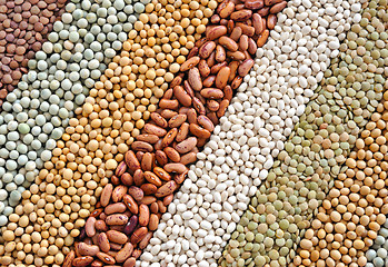 Image showing Mixture of dried lentils, peas, soybeans, beans  - background
