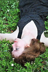 Image showing young woman on lawn