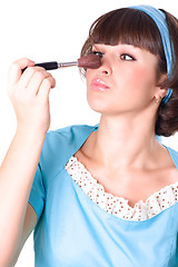 Image showing woman with make-up brush