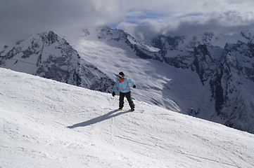 Image showing Snowboarder on ski slope