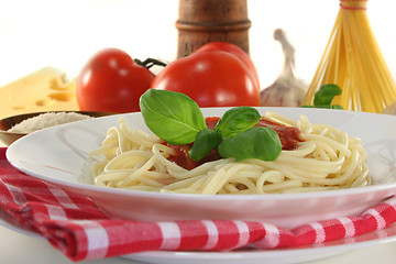 Image showing Spaghetti with tomato sauce