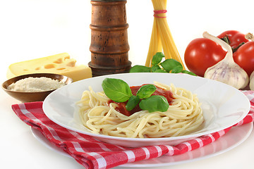 Image showing Spaghetti with tomato sauce