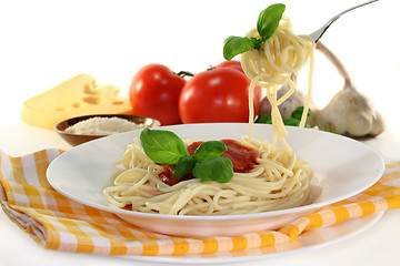 Image showing Spaghetti with tomato sauce