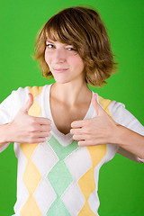 Image showing woman showing trumb gesture