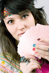 Image showing soothsayer with scrying cards