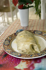 Image showing   chicken roti sandwich as photographed in Soufriere St. Lucia