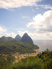 Image showing panorama twin Pitons Soufriere St. Lucia