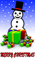 Image showing Snowman And Gift Wrapped Presents