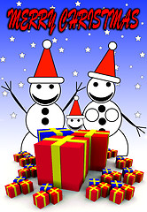 Image showing Snowman Family And Presents 