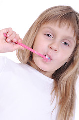 Image showing child brushing teeth