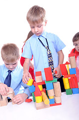 Image showing children playing with bricks