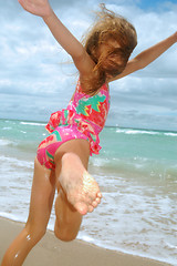 Image showing child playing at the beach