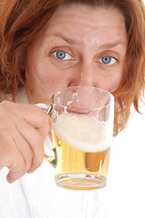 Image showing woman drinking beer