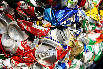 Image showing Compressed beer can background 