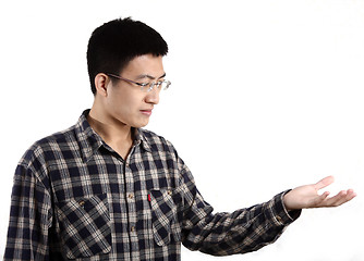 Image showing student presenting over a white background 